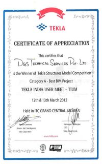 Tekla Appreciation Certificate